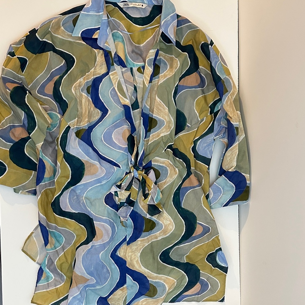 ZARA Multicolor Printed Top - Blue & Green